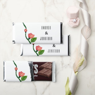 Modern Floral Hershey Chocolate Bar Wedding Favor