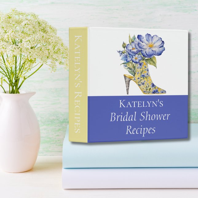 Modern  Floral High-Heel Bridal Shower Recipe 3 Ring Binder (Creator Uploaded)
