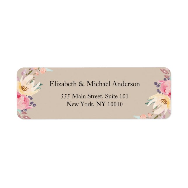 Modern Floral Hochzeit Label (Front)
