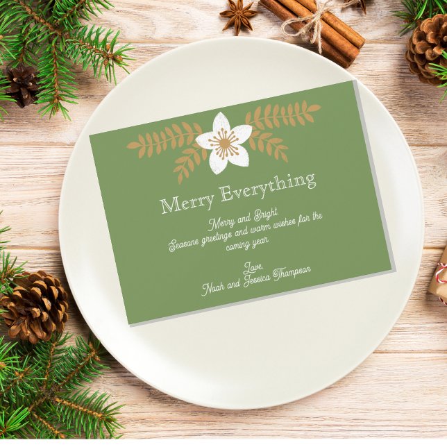Modern Floral Holiday (Merry Everything Holiday Christmas Card to send to family and friends. )