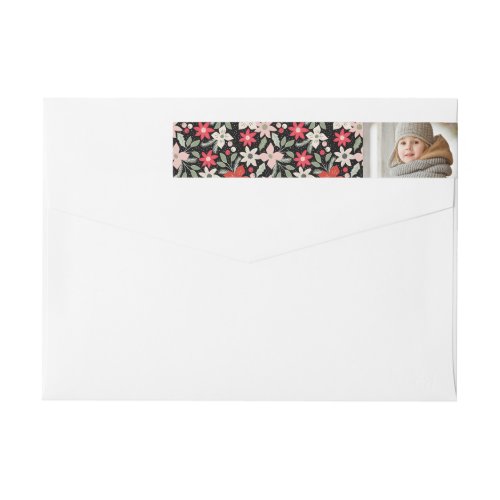 Modern Floral  Holiday Wrap Around Label