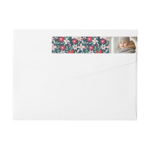 Modern Floral  Holiday Wrap Around Label