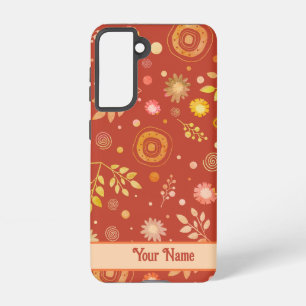 Modern Floral Inspirivity Orange Fun Abstract  Samsung Galaxy S21 Case