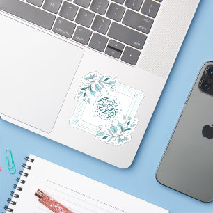 Modern Floral Islamic Bismillah Arabic Calligraphy Sticker