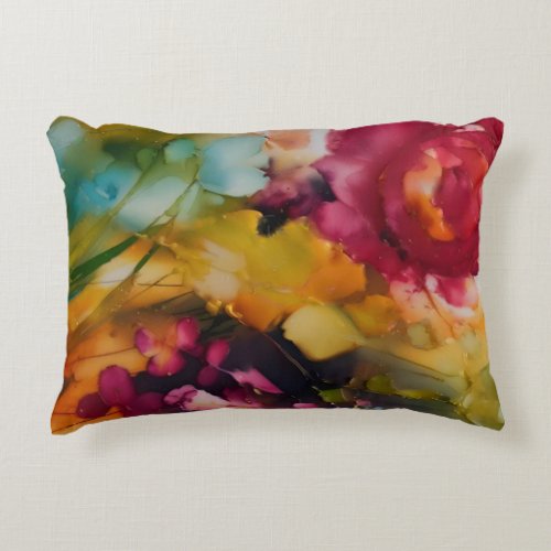 Modern floral jewel tones accent pillow