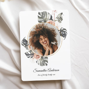 Modern Floral Khaki Tropical Leaves & Orchid Invitation