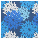 Modern Floral Kimono Print, Blue, Aqua &amp; Navy Fabric