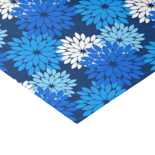 Modern Floral Kimono Print Blue Aqua  Navy Tissue Paper