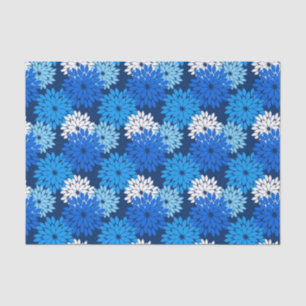 Modern Floral Kimono Print, Blue, Aqua & Navy Tissue Paper