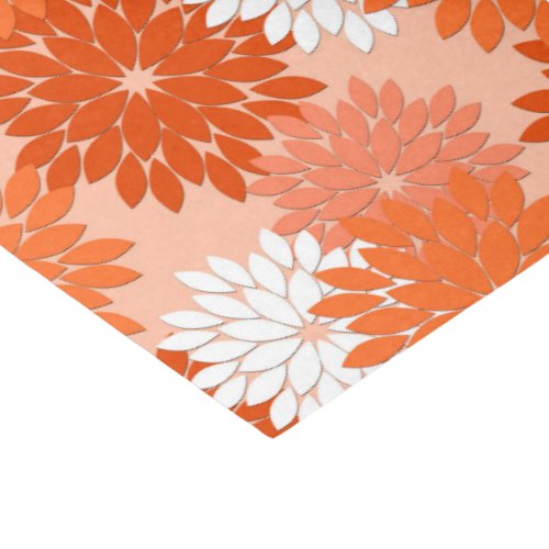 Modern Floral Kimono Print Coral Orange on Peach Tissue Paper
