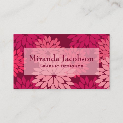 Modern Floral Kimono Print Coral Pink  Burgundy Business Card