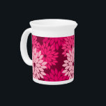 Modern Floral Kimono Print, Coral Pink & Burgundy Drink Pitcher<br><div class="desc">Pitcher in a traditional Japanese floral kimono print - stylized flowers in shades of light to deep coral pink and fuchsia on a deep burgundy / maroon background</div>