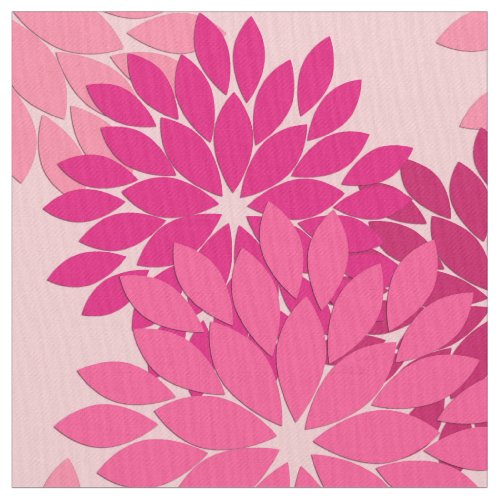 Modern Floral Kimono Print Coral Pink Fabric