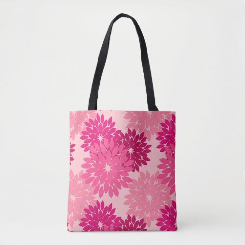 Modern Floral Kimono Print Coral Pink Tote Bag