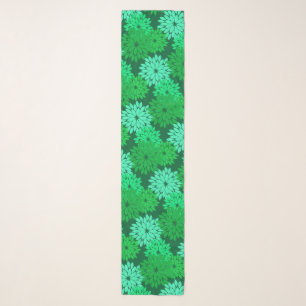 Modern Floral Kimono Print, Emerald and Jade Green Scarf