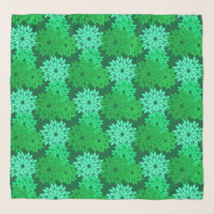 Modern Floral Kimono Print, Emerald and Jade Green Scarf