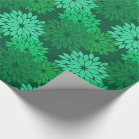 Japanese Leaf Print, Emerald and Lime Green Wrapping Paper by mm gladden