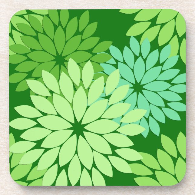 Modern Floral Kimono Print, Lime Green  Beverage Coaster (Front)