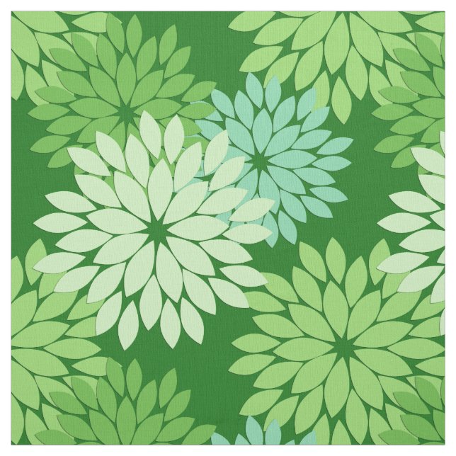 Modern Floral Kimono Print, Lime Green Fabric (Swatch)