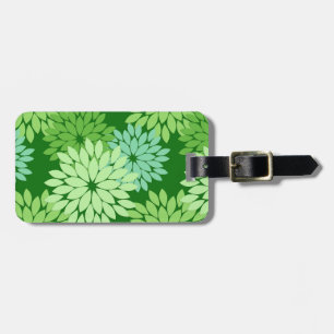 Modern Floral Kimono Print, Lime Green Luggage Tag