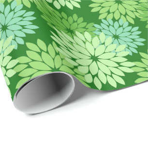 Modern Floral Kimono Print, Lime Green Wrapping Paper