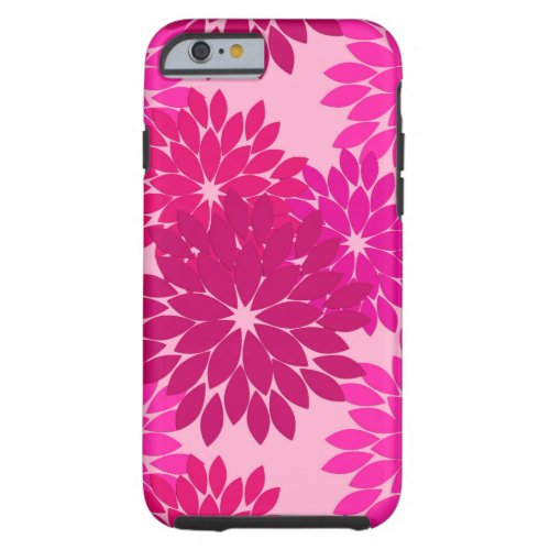 Modern Floral Kimono Print Pink Fuchsia and Wine Tough iPhone 6 Case