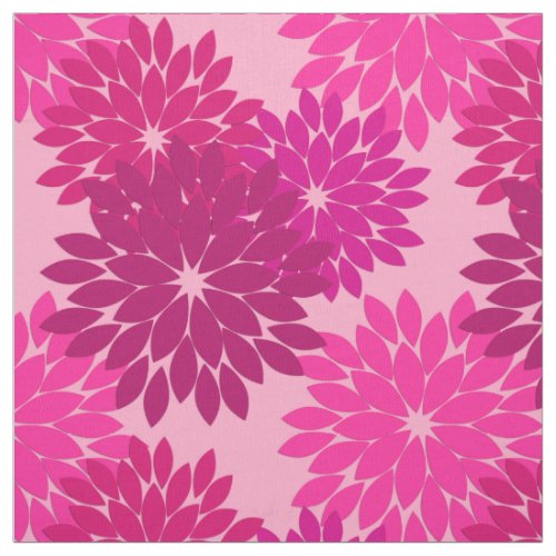Modern Floral Kimono Print Pink Fuchsia and Wine Fabric