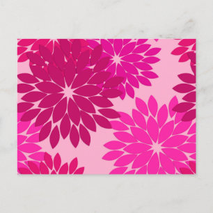 Modern Floral Kimono Print, Pink, Fuchsia and Wine Postcard