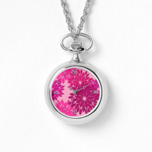 Modern Floral Kimono Print, Pink, Fuchsia and Wine Watch