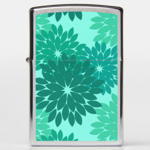 Modern Floral Kimono Print, Turquoise, Teal & Aqua Zippo Lighter