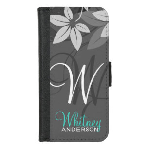 Modern Floral Ladies Monogram iPhone Folio 8/7 Wallet Case