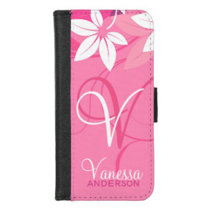 Modern Floral Ladies Monogram iPhone Folio 8/7 Wallet Case