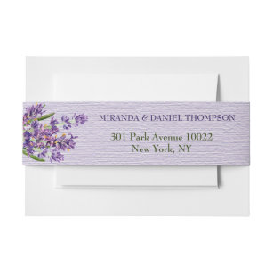 Modern Floral Lavender Purple and White Foliage Invitation Belly Band