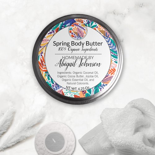 Modern Floral  Leaves Scrub  Body Butter Label
