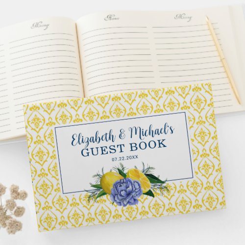 Modern Floral Lemon Bridal Shower Guest Book