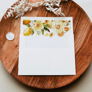 Modern floral lemons elegant wedding envelope liner