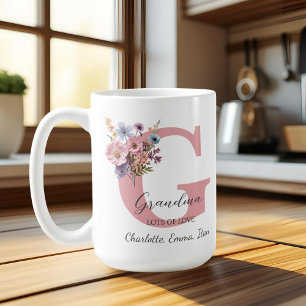 Modern Floral Letter G – Personalized with Name Coffee Mug