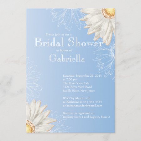 Modern Floral Light Blue Daisy Bridal Shower Invitation