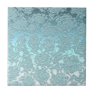 Modern Floral Light Teal Green Pattern Ceramic Tile