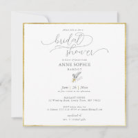Modern Floral Lily Valley Gold May Bridal Shower