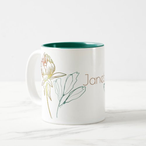 Modern Floral Line Art Personalized Mug