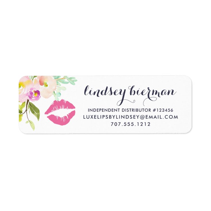 Modern Floral Lip Product Distributor Labels | Zazzle