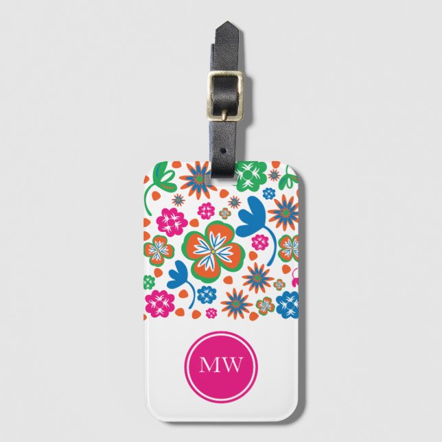 Modern Floral Luggage Tag (Front Vertical)