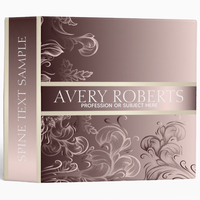 Modern Floral Luxury Sparkle design 3 Ring Binder (Front/Spine)