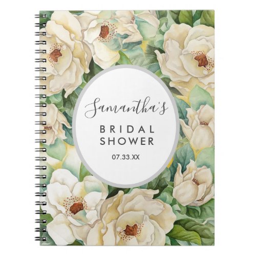 Modern Floral Magnolia Bridal Shower Gift List Notebook