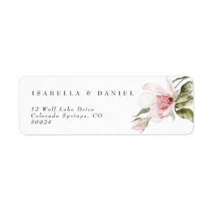 Modern Floral Magnolia Couple Wedding Label
