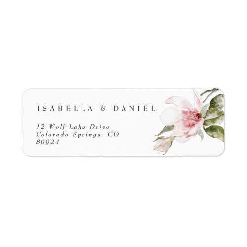 Modern Floral Magnolia Couple Wedding Label