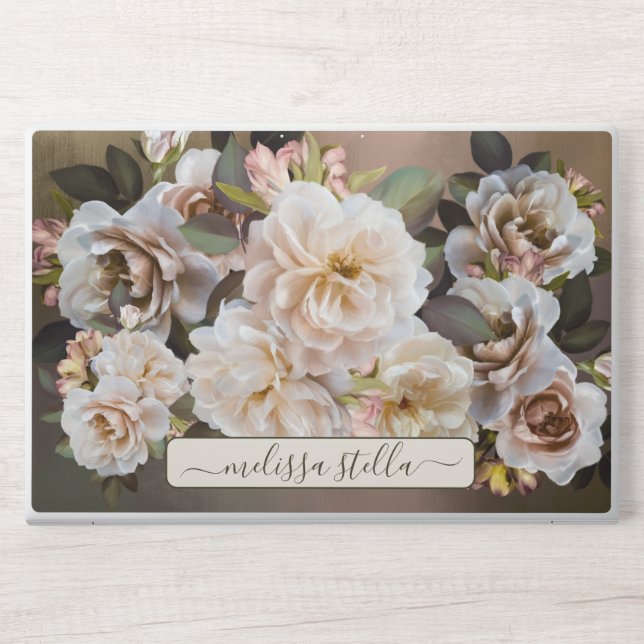Modern Floral Magnolia | Girly Gift HP Laptop Skin (Front)
