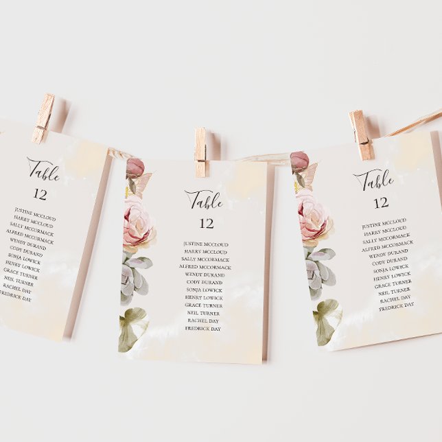 Modern Floral | Marble Table Number Seating Chart (Creator Uploaded)