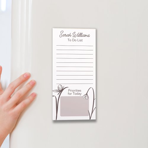 Modern floral mauve custom magnetic to do list magnetic notepad